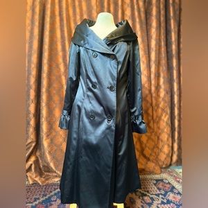 DKNYC Black Satin Trench Coat